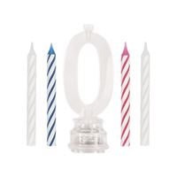 Number 0 Flashing Candle Holder with Birthday Candle