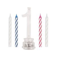 Number 1 Flashing Candle Holder with Birthday Candle