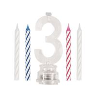 Number 3 Flashing Candle Holder with Birthday Candle