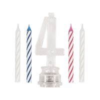 Number 4 Flashing Candle Holder with Birthday Candle