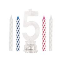 Number 5 Flashing Candle Holder with Birthday Candle