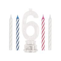 Number 6 Flashing Candle Holder with Birthday Candle