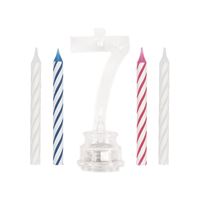 Number 7 Flashing Candle Holder with Birthday Candle