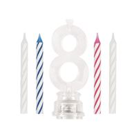 Number 8 Flashing Candle Holder with Birthday Candle