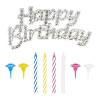 Silver Cake Topper with 12 Birthday Candles