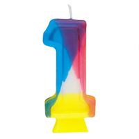 Number 1 Rainbow Birthday Candle