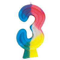Number 3 Rainbow Birthday Candle
