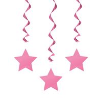 Hot Pink Solid Hanging Swirl Decorations  26  3ct"