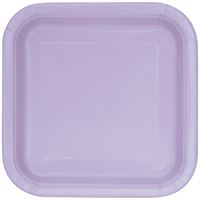 Lavender Solid Square 9 Dinner Plates  14ct"