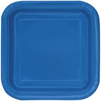 Royal Blue Solid Square 9 Dinner Plates  14ct"