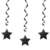 Black Solid Hanging Swirl Decorations  26  3ct"
