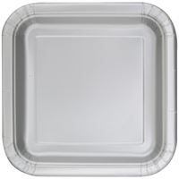 Silver Solid Square 9 Dinner Plates  14ct"