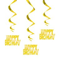Happy Birthday Gold Foil Hanging Swirl Decorations  32  3ct"