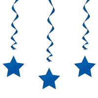 Royal Blue Solid Hanging Swirl Decorations  26  3ct"