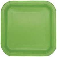 Lime Green Solid Square 9 Dinner Plates  14ct"