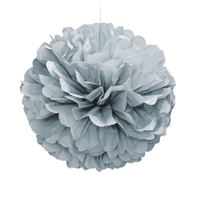 Silver Solid 16 Hanging Tissue Pom Pom"