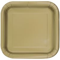 Gold Solid Square 9 Dinner Plates  14ct"
