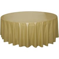 Gold Solid Round Plastic Table Cover  84",12"