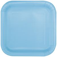 Powder Blue Solid Square 9 Dinner Plates  14ct"