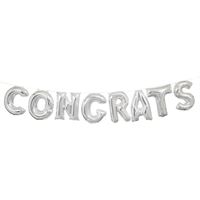 Foil Balloon 14"-Silver Congrats Letter Balloon Banner Kit