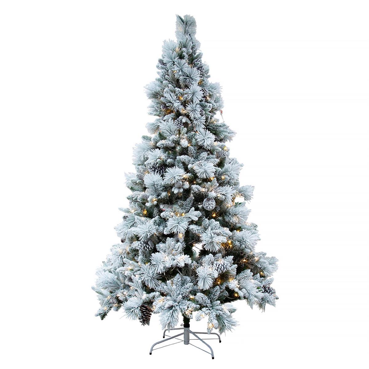 Deco N. 7.5ft 1148 tips 400 LED Flocked Xmas Tree, ETL, box