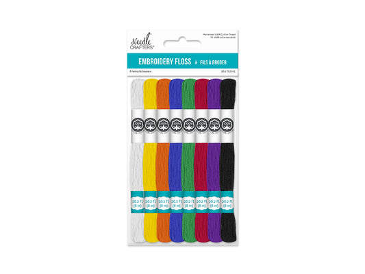 Needlecrafters: 8m Cotton Embroidery Floss 8 Hanks/pkg A) Basics Asst