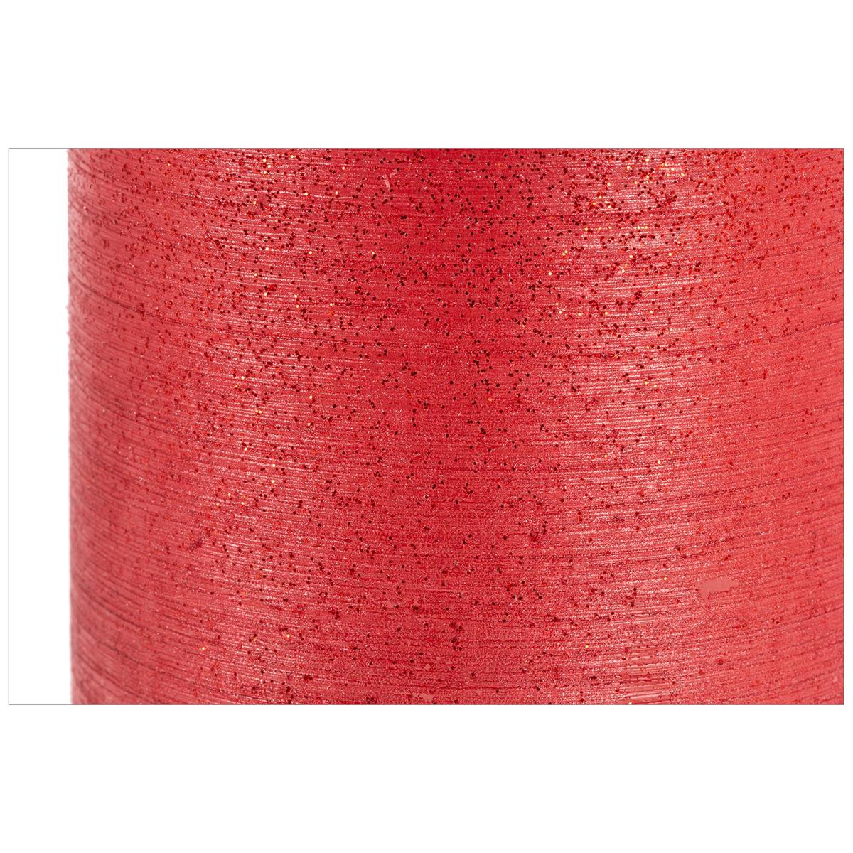Enlighten 2.95"x2.95" Metallic Red Pillar Candle w/Glitter, label