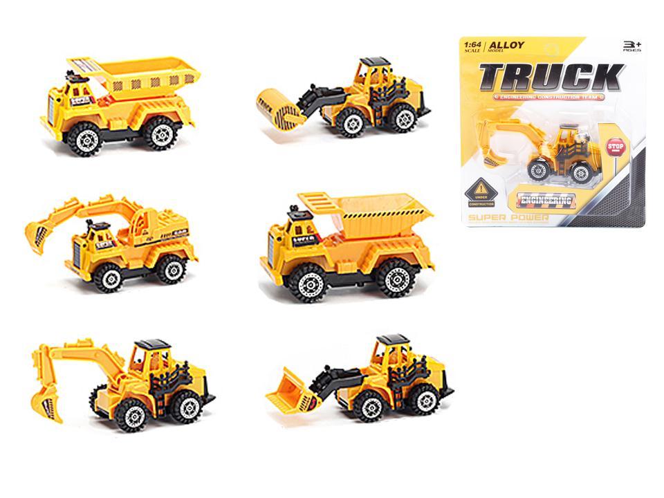 1:64 Die Cast Construction Truck, 6 Asst'd, Blister Card