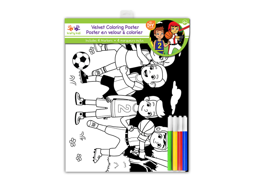 Krafty Kids Kit: Velvet DIY Coloring Poster w/4markers Y) Lil' Athletes (Copy)