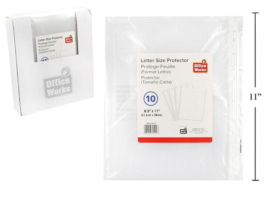 O.WKs. 10-pc Sheet Protector, 8.5"x 11" pp bg w/lbl 36/dsp