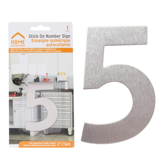 H.E. 3"#5 Adhesive Number Sign, SS B/C