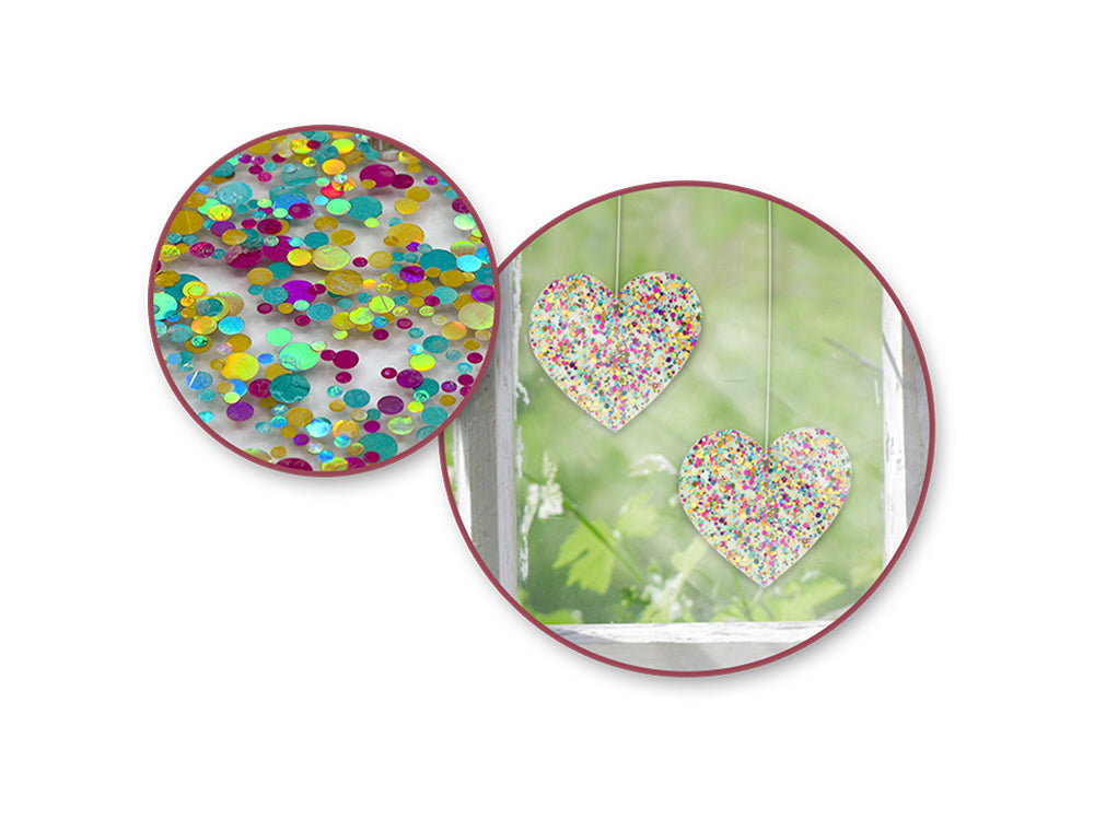 Craft Decor: 8cm-10cm Glitter Infused Acrylic Ornament 2pc Asst B) Chic