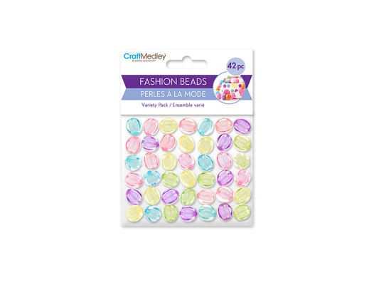 Plastic Fashion Beads: 42-45pc Multi-Packs F) Watermelon Pastel
