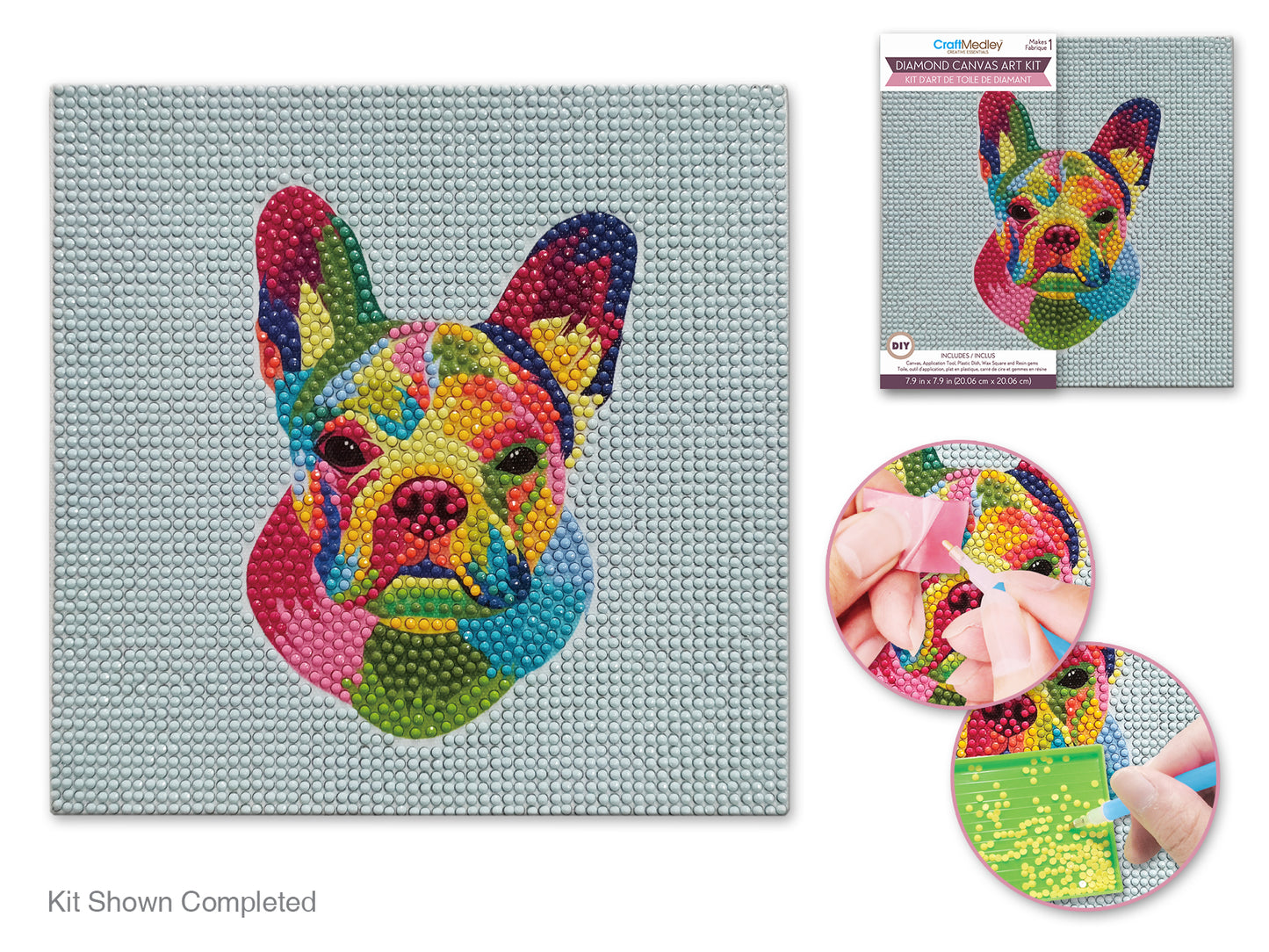 Stretch Artist Diamond Painting Canvas Kit: 7.9"x7.9" Primed Back-Stapled B) Dog