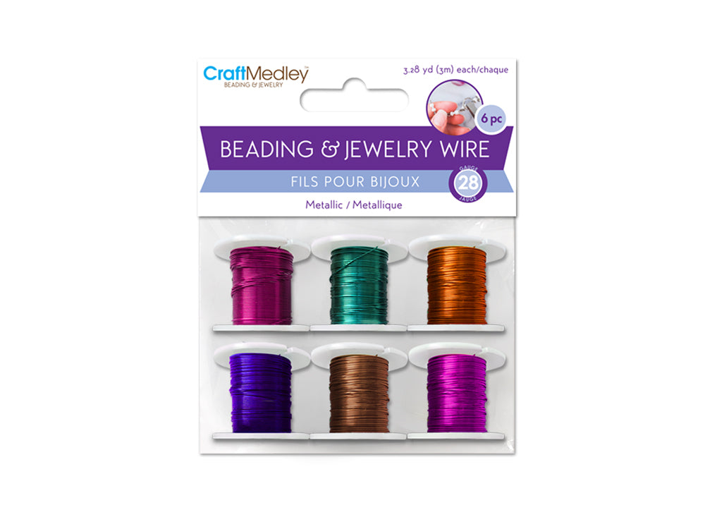 Beading/Jewelry Wire: 28g Metallic 6 Spools Asst 3m/Spool B) Glam