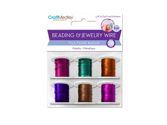 Beading/Jewelry Wire: 28g Metallic 6 Spools Asst 3m/Spool B) Glam