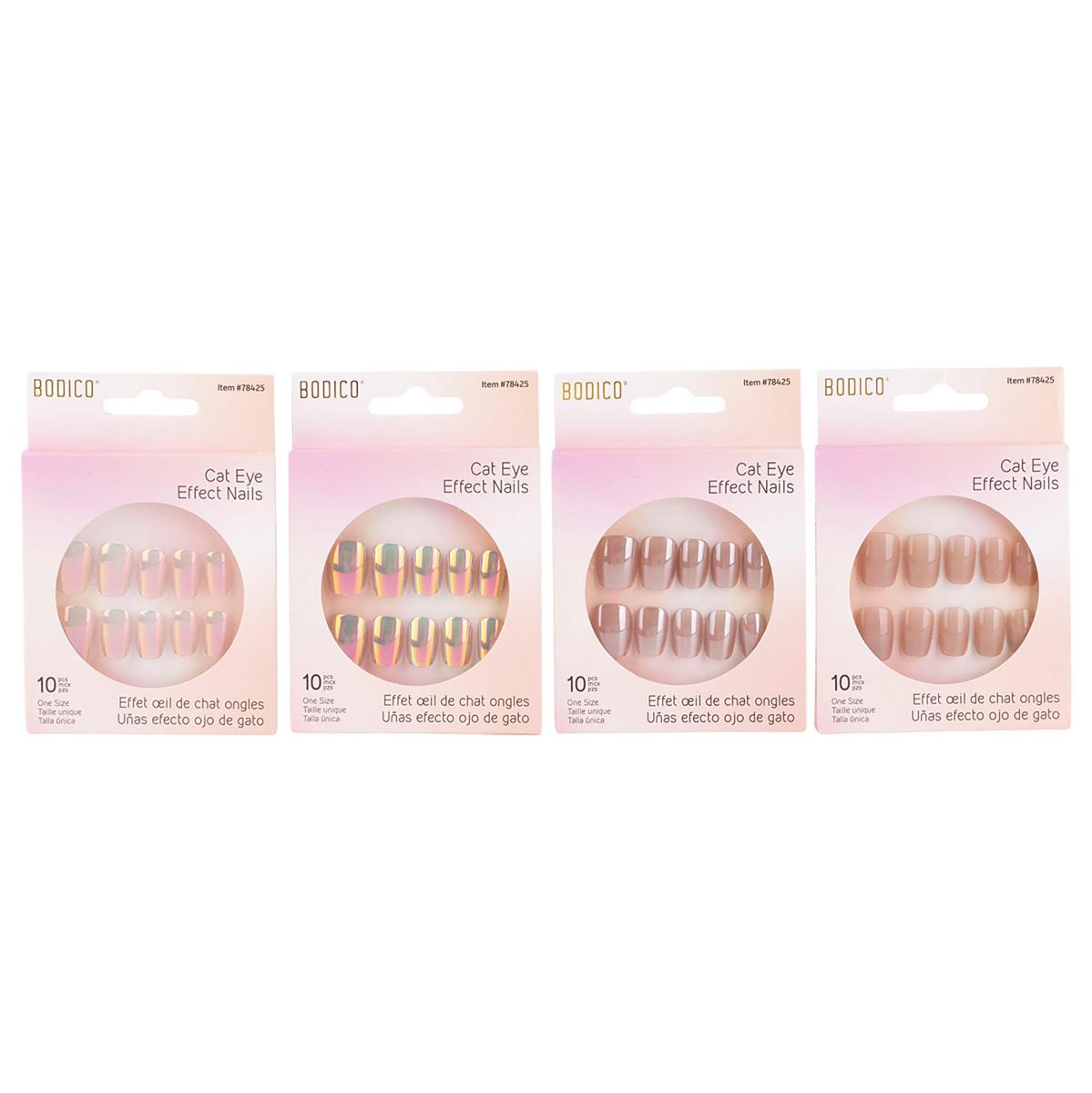 Bodico, Nails w Cat Eye Effect, 10pcs, 4-asst, window box