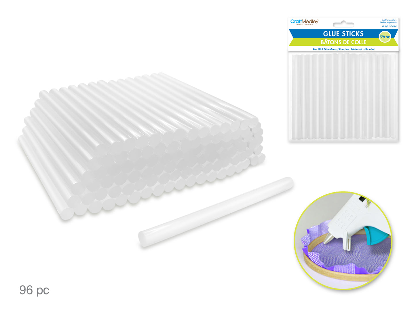 Craft Medley Glue Sticks: 4" Mini 400g Bulk Dual Temp 7mm Thick