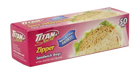 TITAN SANDWICH ZIPPER BAGS 50/PK
