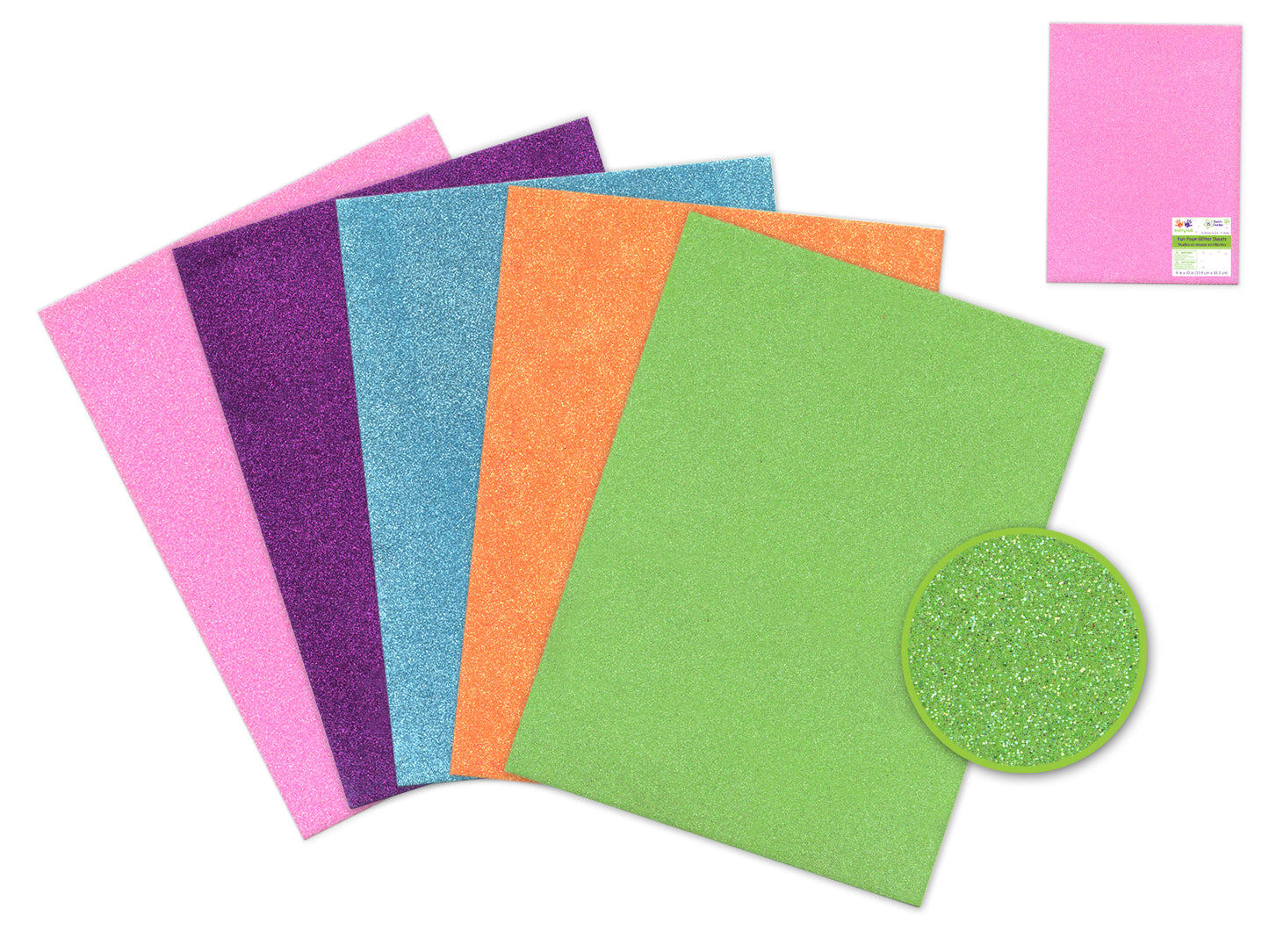 Krafty Kids: 9"x12" Foam-Fun Glitter Sheets Asst 5eax5Styles A) Imagine