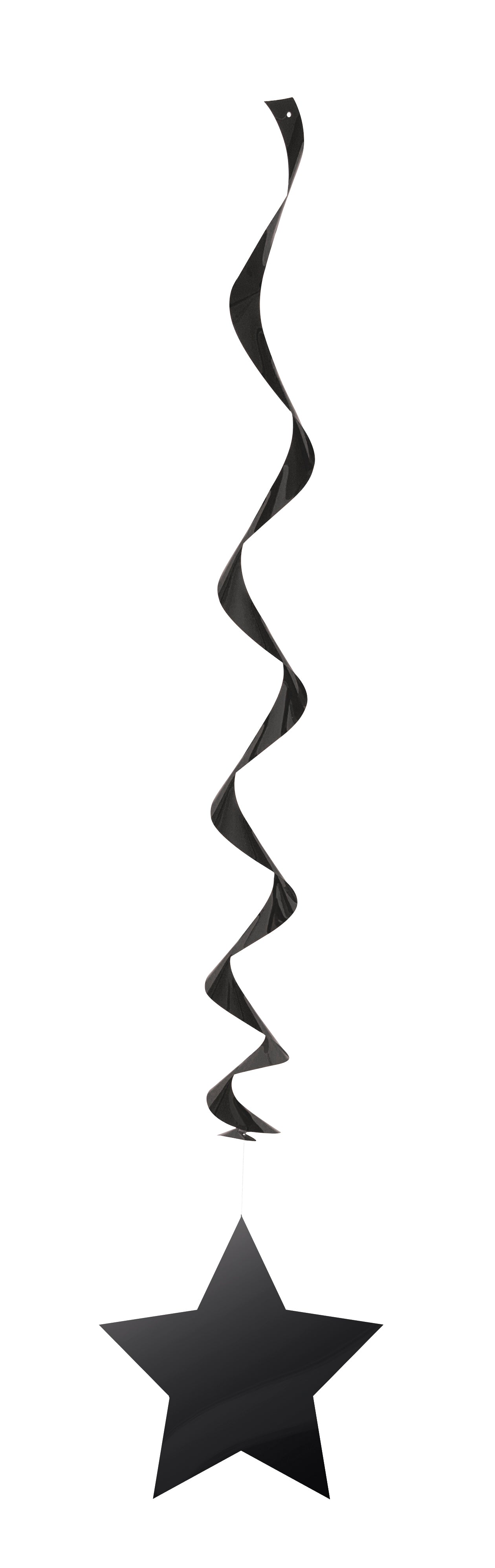 Black Solid Hanging Swirl Decorations – 26" Party Decor, 3 Ct