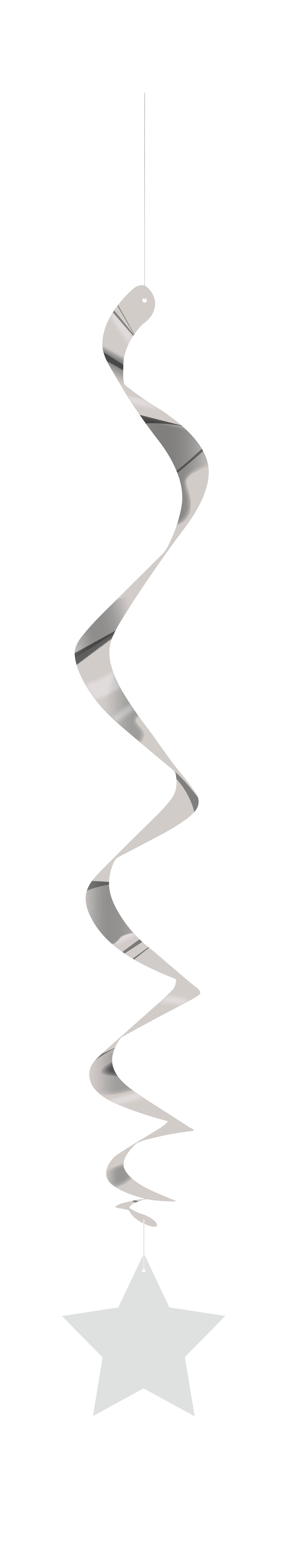 Silver Solid Hanging Swirl Decorations – 26" Party Decor, 3 Ct