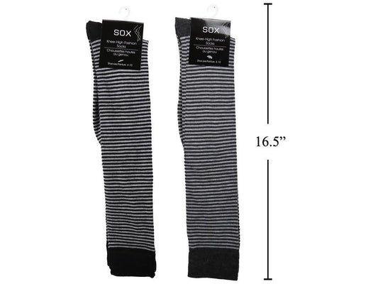 SOX, Ladies Stripe Knee Length Sock 2 col, 1pair/hc, 95poly/5spandex