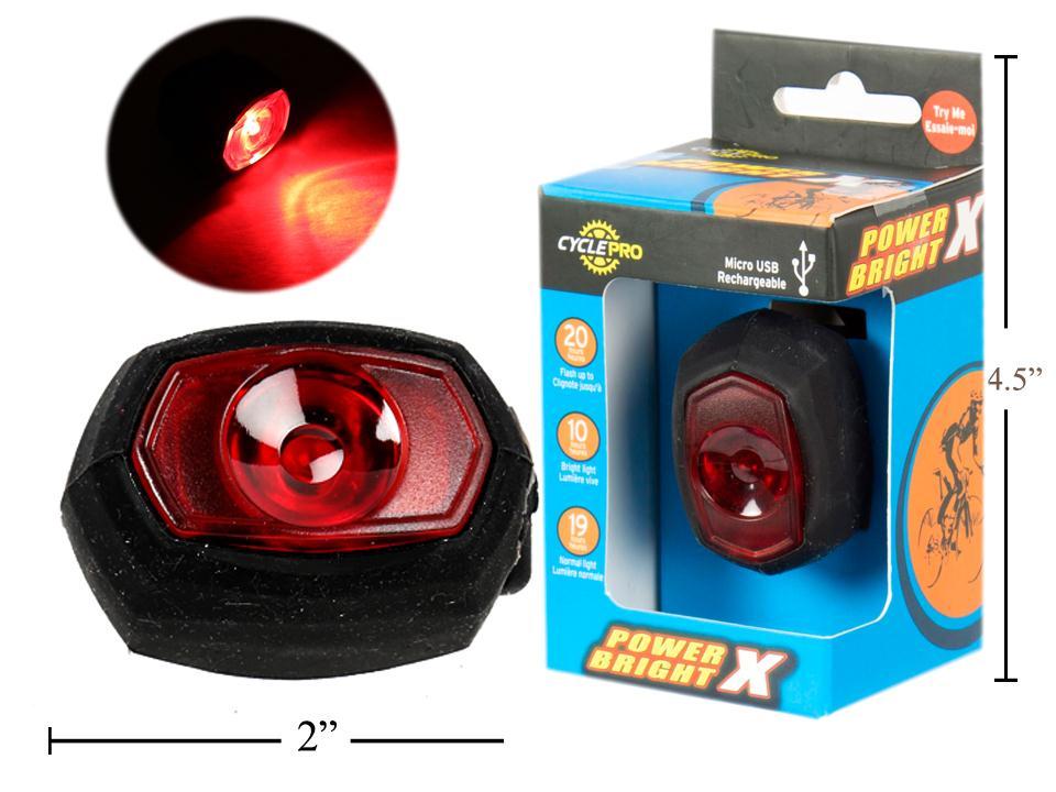 CyclePro Power Bright X USB Rechargeable Rear Light, 7LM