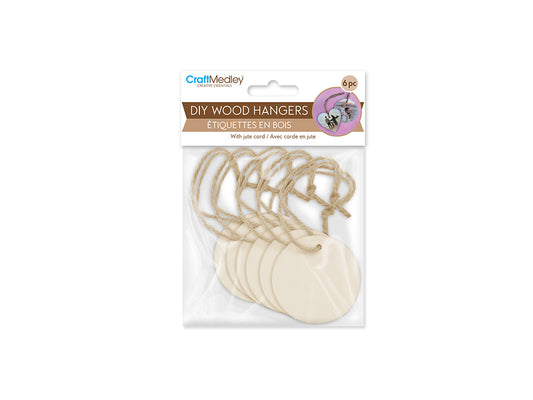 Craftwood: DIY 6cm Ornament/Tags 6pc w/Jute Hanger B) Round