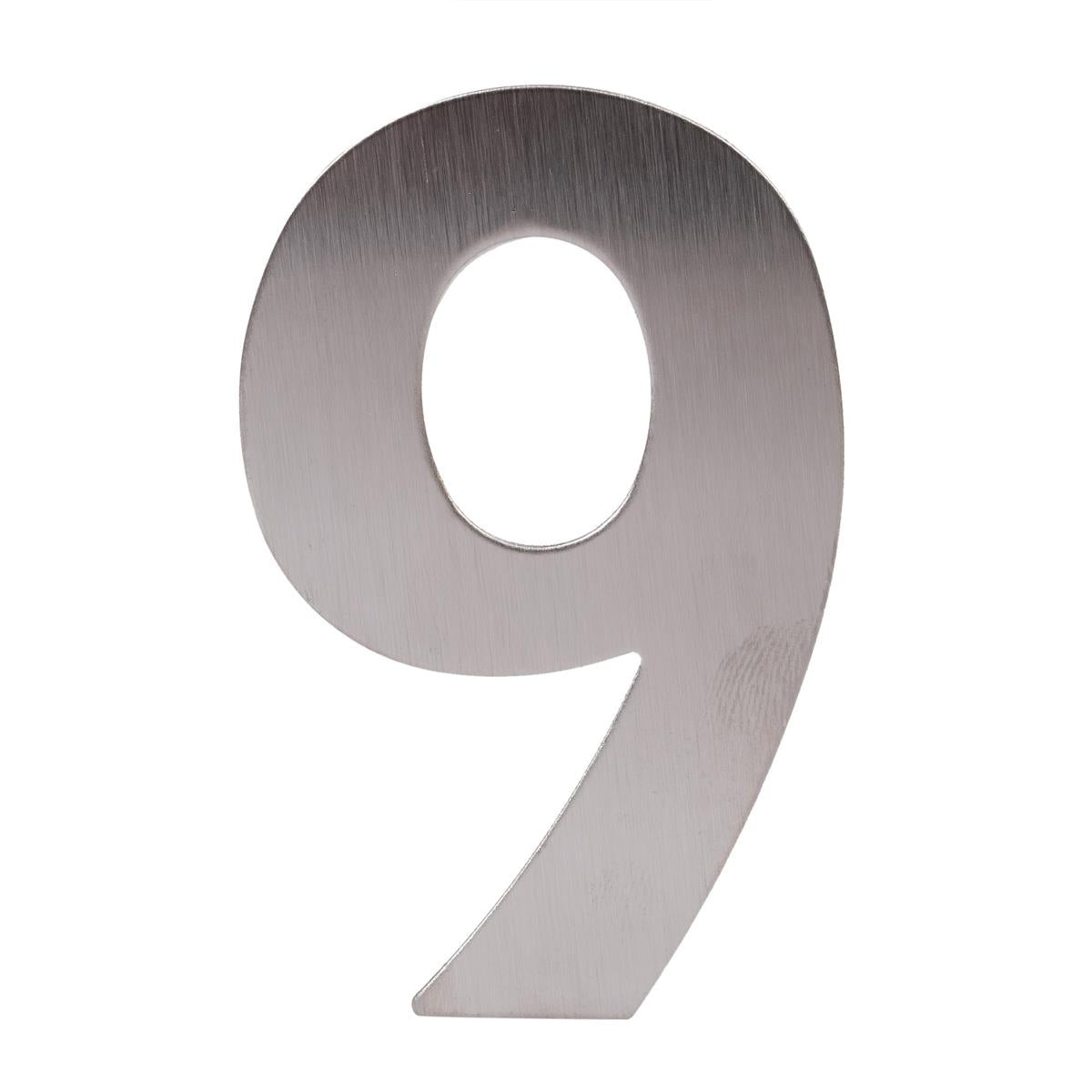 H.E. 3"#9 Adhesive Number Sign, SS  B/C