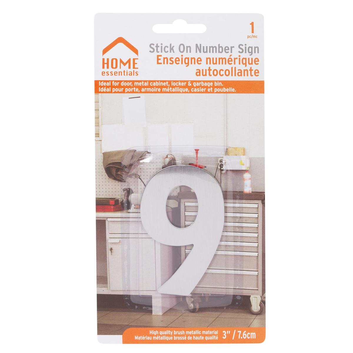 H.E. 3"#9 Adhesive Number Sign, SS  B/C