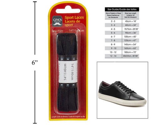 Gino's 54" Sport Laces, Black, B/C