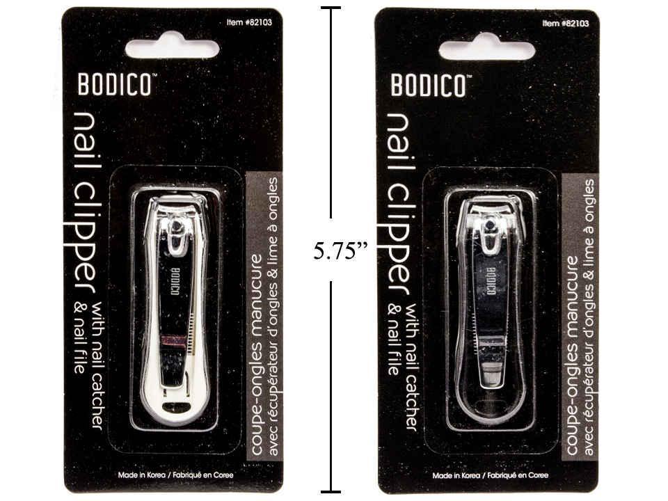 Bodico Nail Clipper w/ Catcher, 58mm, 2col: blk&wht, b/c