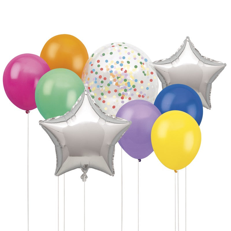 Colorful Star Foil & Latex Balloon Bouquet Kit  9pc